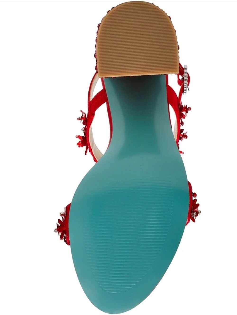 ❤️▪️ Betsey Johnson▪️ the Drue Metallic Rhinestone Embellished Dress Red Heels - Picture 5 of 5